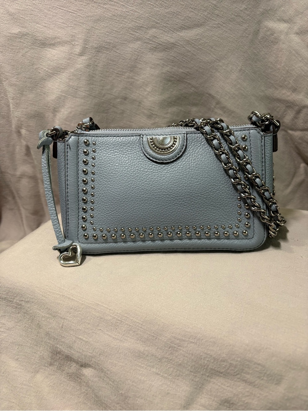 Brighton Light Blue Studded Leather Mini Crossbody